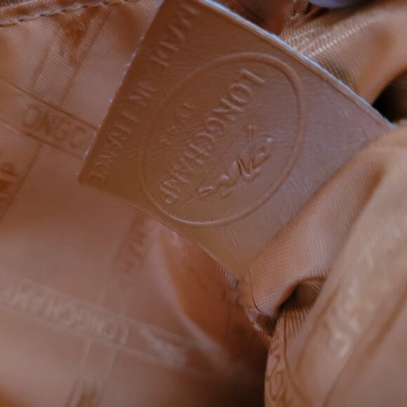 Longchamp Paris Legacy Orange Saddle Pebble Leather Zip Tote Bag Purse Medium - Picture 7 of 12